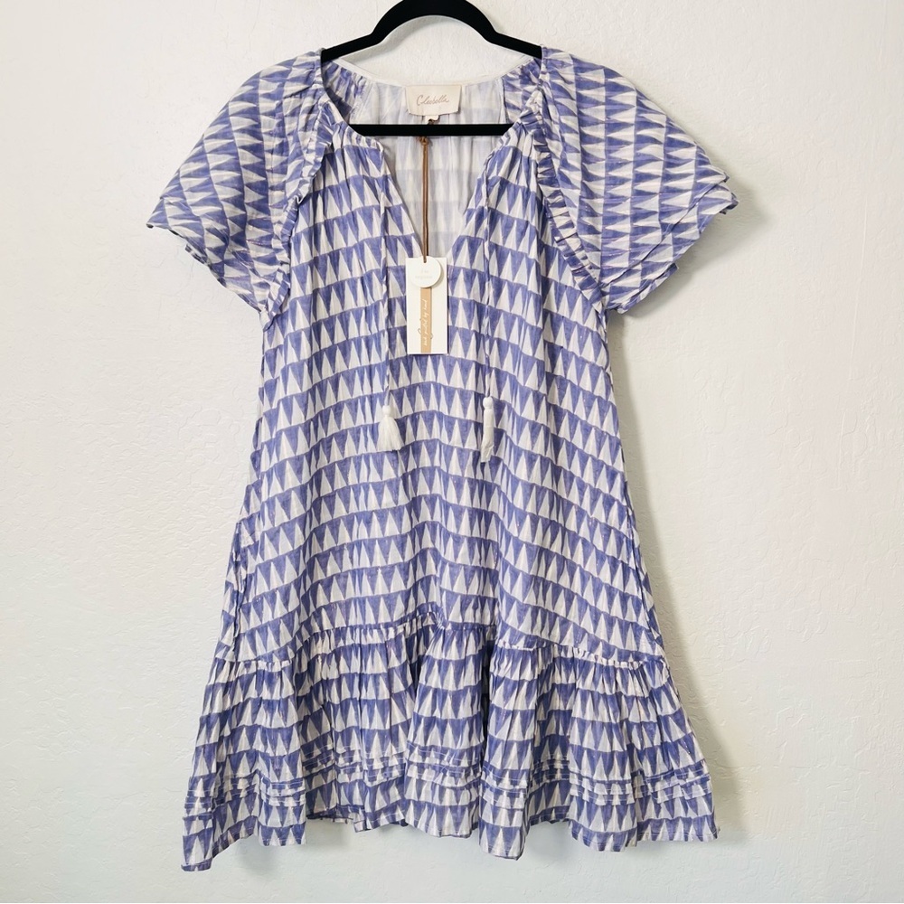 Cleobella Lavender & White Printed Flutter-Sleeve Tiered Dress - Picture 4 of 14